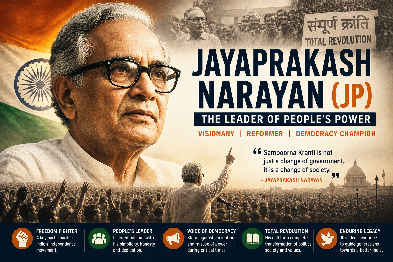Jayaprakash Narayan (JP): The Leader Who Challenged Power and Shaped India’s Democracy